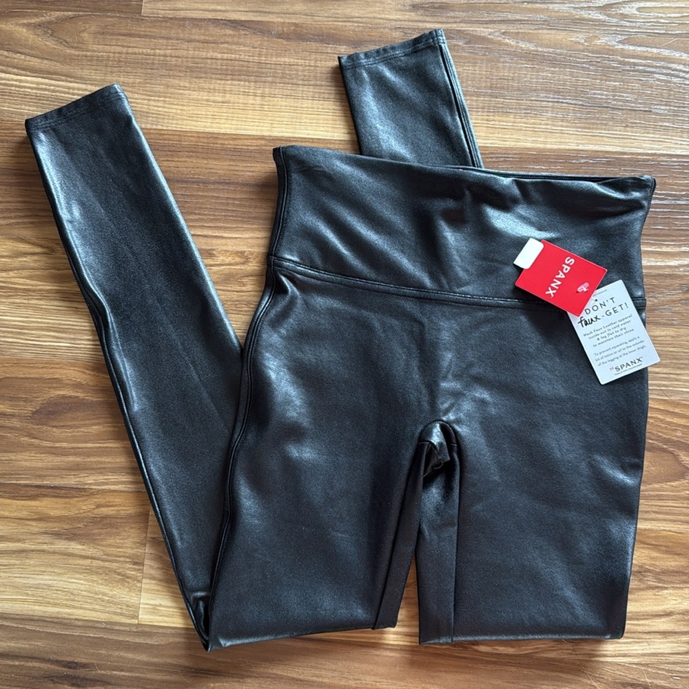 New with tags! Spanx Black Faux Leather Leggings